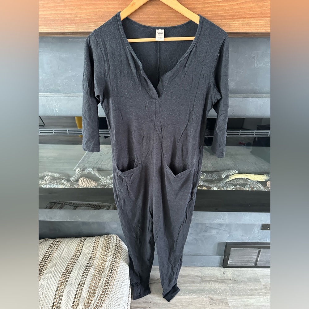 SMASH + TESS Women's Black V-Neck Jumpsuit Size XS